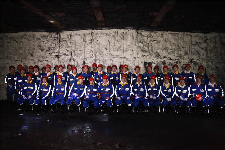 創(chuàng)新聯(lián)盟專家團(tuán)隊(duì)在陜煤（右起左四為何滿潮院士、宋振騏院士、張鐵崗院士、煤炭工業(yè)協(xié)會副理事長劉峰